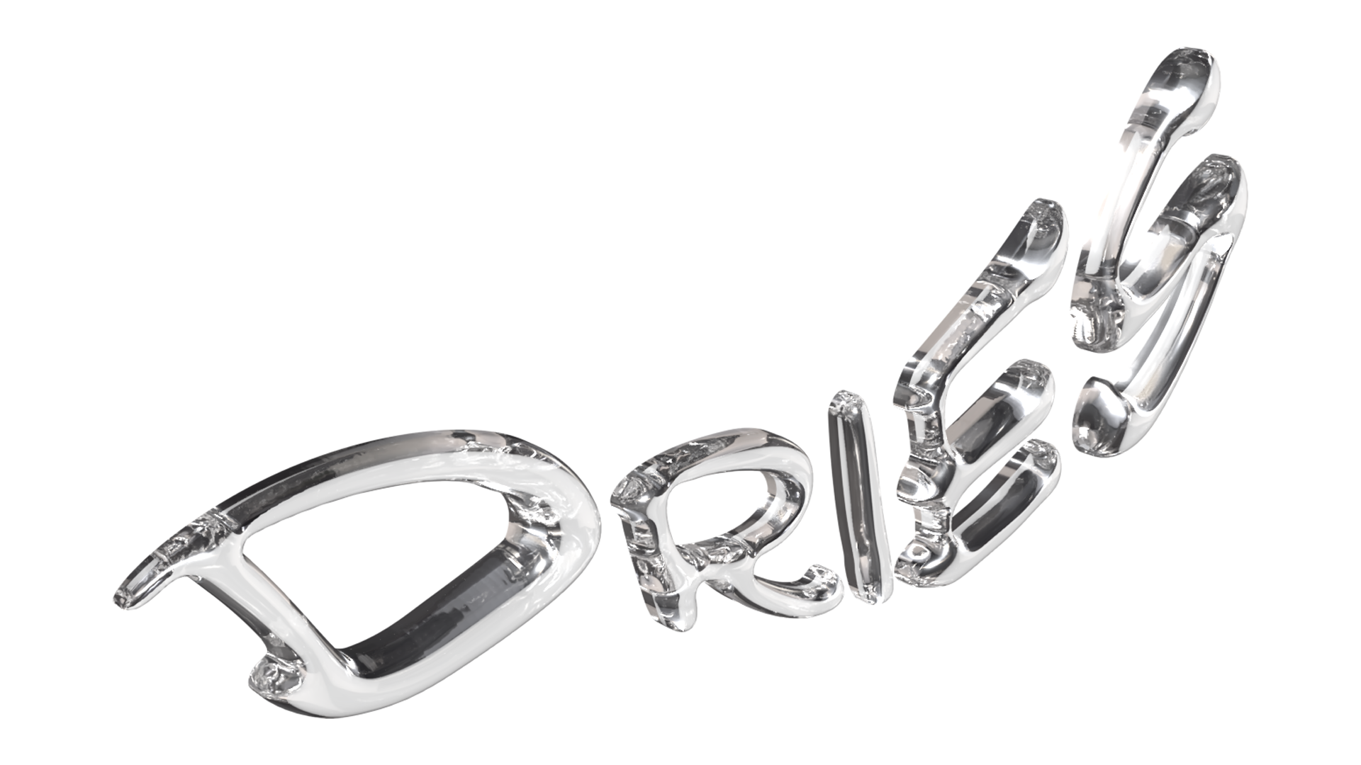 Logo van Dries Michielsen in zilveren 3D-letters